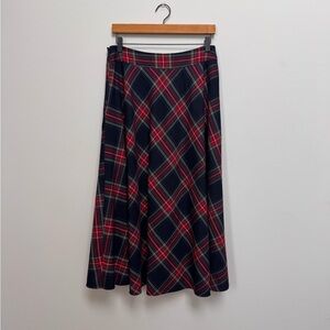 Talbots Red Tartan Plaid Wool Blend Midi Skirt | Size 8 | Like New | Lined
